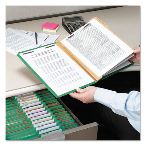 Eight-section Pressboard Top Tab Classification Folders, Eight Safeshield Fasteners, 3 Dividers, Legal Size, Green, 10/box