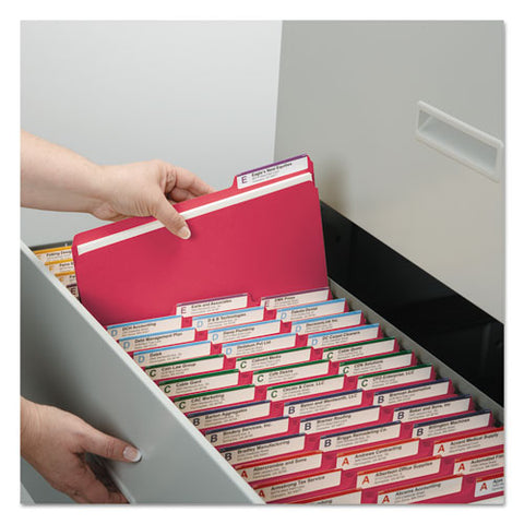 Expanding Recycled Heavy Pressboard Folders, 1/3-cut Tabs: Assorted, Letter Size, 1" Expansion, Bright Red, 25/box