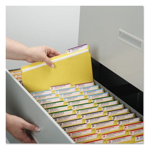 Expanding Recycled Heavy Pressboard Folders, 1/3-cut Tabs: Assorted, Letter Size, 1" Expansion, Yellow, 25/box