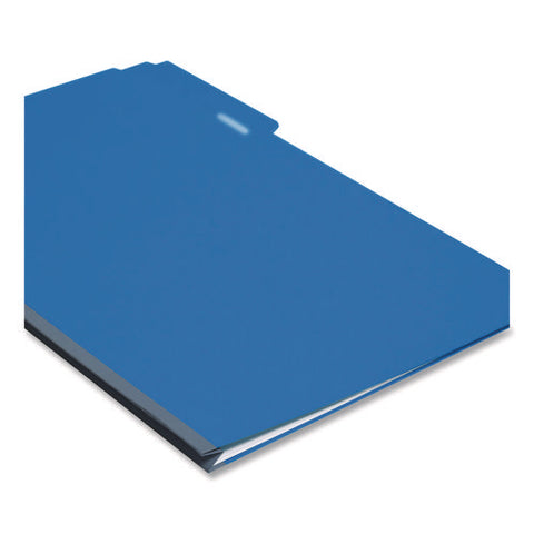 Expanding Recycled Heavy Pressboard Folders, 1/3-cut Tabs: Assorted, Legal Size, 1" Expansion, Dark Blue, 25/box