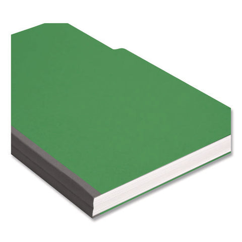 Expanding Recycled Heavy Pressboard Folders, 1/3-cut Tabs: Assorted, Legal Size, 1" Expansion, Green, 25/box