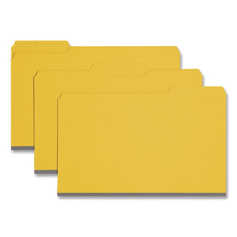 Expanding Recycled Heavy Pressboard Folders, 1/3-cut Tabs: Assorted, Legal Size, 1" Expansion, Yellow, 25/box