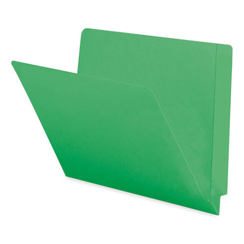 Shelf-master Reinforced End Tab Colored Folders, Straight Tabs, Letter Size, 0.75" Expansion, Green, 100/box