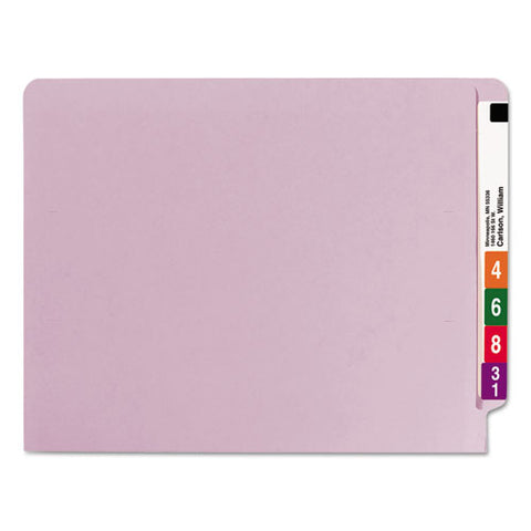 Shelf-master Reinforced End Tab Colored Folders, Straight Tabs, Letter Size, 0.75" Expansion, Lavender, 100/box