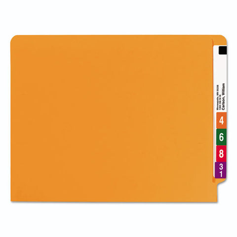 Shelf-master Reinforced End Tab Colored Folders, Straight Tabs, Letter Size, 0.75" Expansion, Orange, 100/box