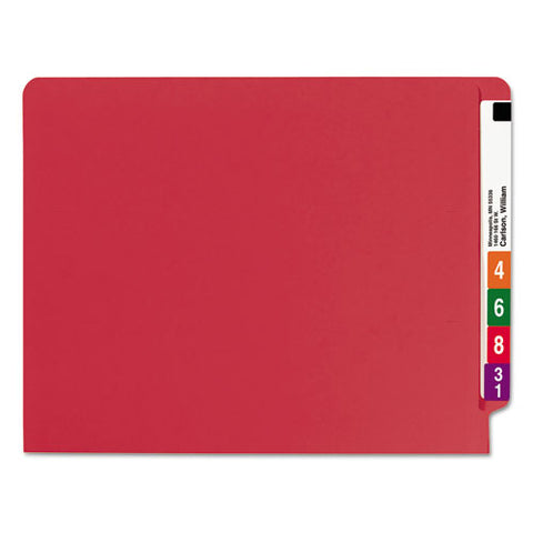 Shelf-master Reinforced End Tab Colored Folders, Straight Tabs, Letter Size, 0.75" Expansion, Red, 100/box