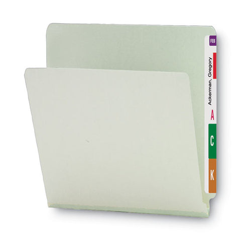 Extra-heavy Recycled Pressboard End Tab Folders, Straight Tabs, Letter Size, 1" Expansion, Gray-green, 25/box