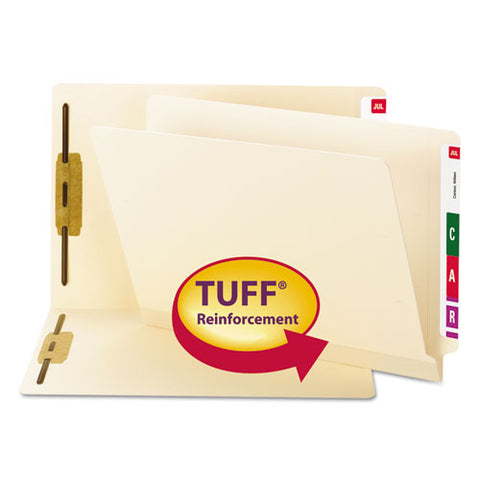 Tuff Laminated Fastener Folders With Reinforced Tab, 0.75" Expansion, 2 Fasteners, Letter Size, Manila Exterior, 50/box