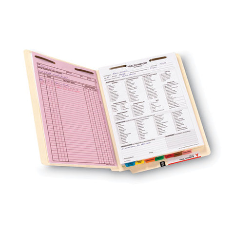 End Tab Fastener Folders With Reinforced Straight Tabs, 14-pt Manila, 2 Fasteners, Letter Size, Manila Exterior, 50/box