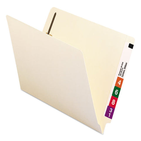 End Tab Fastener Folders With Reinforced Straight Tabs, 14-pt Manila, 2 Fasteners, Letter Size, Manila Exterior, 50/box