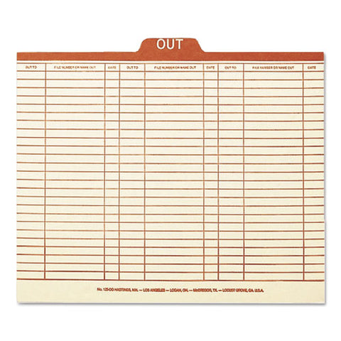 Manila Out Guides, Printed Form Style, 1/5-cut Top Tab, Out, 8.5 X 11, Manila, 100/box