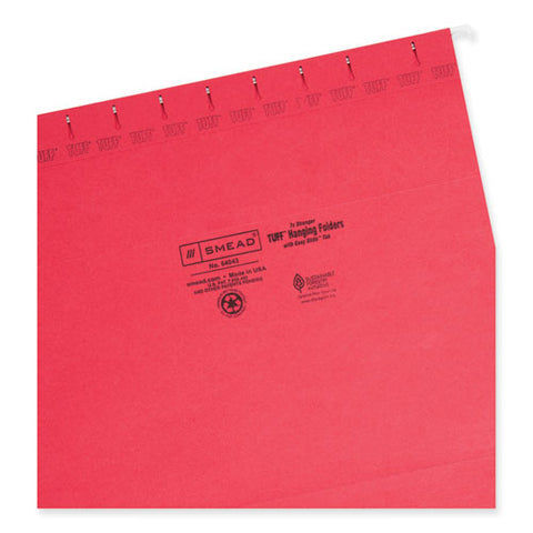 Tuff Hanging Folders With Easy Slide Tab, Letter Size, 1/3-cut Tabs, Red, 18/box