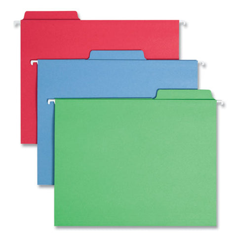 Fastab Hanging Folders, Letter Size, 1/3-cut Tabs, Assorted Colors, 18/box