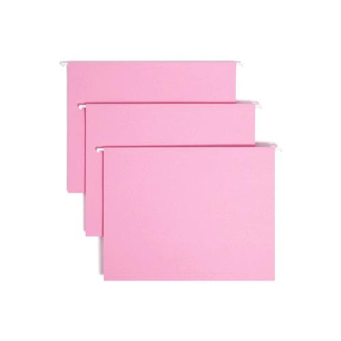 Colored Hanging File Folders With 1/5 Cut Tabs, Letter Size, 1/5-cut Tabs, Pink, 25/box