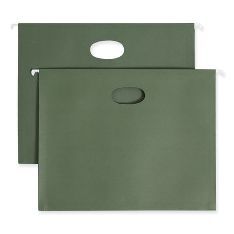 Hanging Pockets With Full-height Gusset, 1 Section, 3.5" Capacity, Letter Size, Standard Green, 10/box