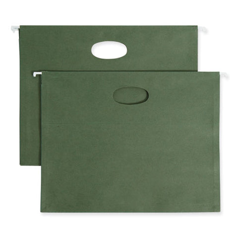 100% Recycled Hanging Pockets With Full-height Gusset, 1 Section, 3.5" Capacity, Letter Size, Standard Green, 10/box