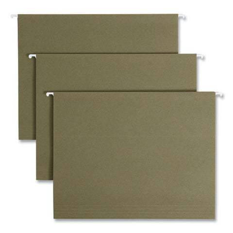 100% Recycled Hanging File Folders, Letter Size, 1/5-cut Tabs, Standard Green, 25/box