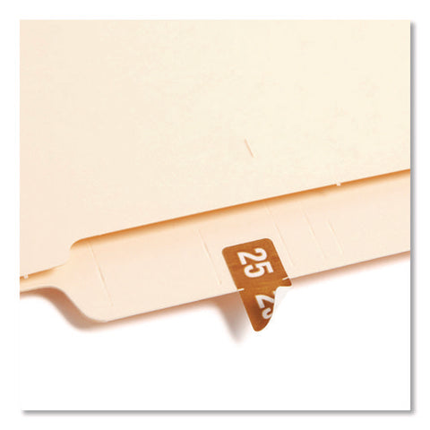 Yearly End Tab File Folder Labels, 25, 0.5 X 1, Brown, 25/sheet, 10 Sheets/pack