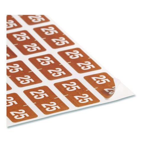 Yearly End Tab File Folder Labels, 25, 0.5 X 1, Brown, 25/sheet, 10 Sheets/pack