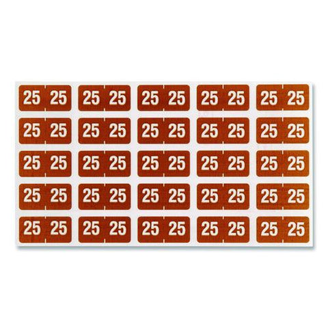 Yearly End Tab File Folder Labels, 25, 0.5 X 1, Brown, 25/sheet, 10 Sheets/pack