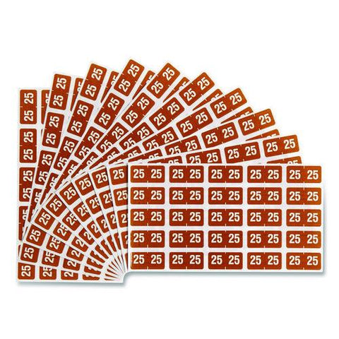 Yearly End Tab File Folder Labels, 25, 0.5 X 1, Brown, 25/sheet, 10 Sheets/pack