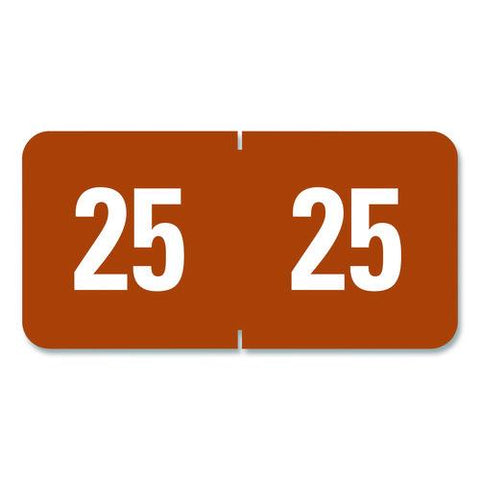 Yearly End Tab File Folder Labels, 25, 0.5 X 1, Brown, 25/sheet, 10 Sheets/pack