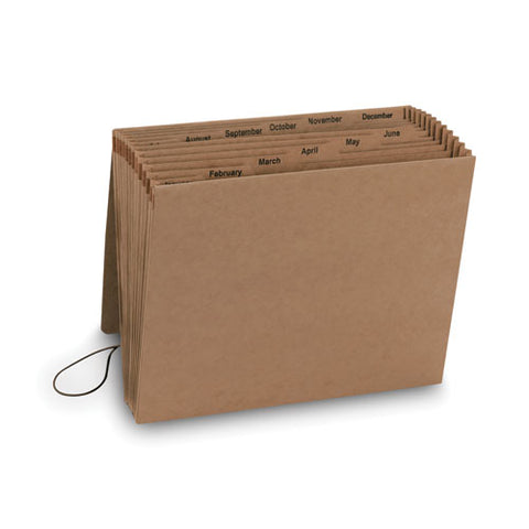 Indexed Expanding Kraft Files, 12 Sections, Elastic Cord Closure, 1/12-cut Tabs, Letter Size, Kraft