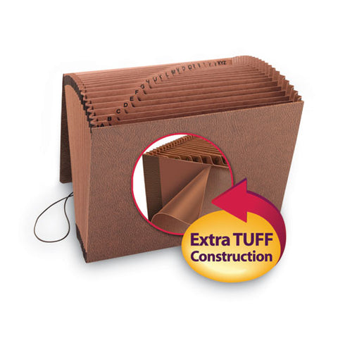 Tuff Expanding Wallet, 21 Sections, Elastic Cord Closure, 1/21-cut Tabs, Letter Size, Redrope