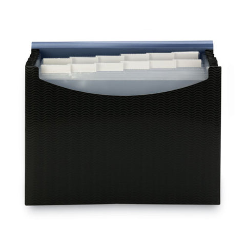 12-pocket Poly Expanding File, 0.88" Expansion, 12 Sections, Cord/hook Closure, 1/6-cut Tabs, Letter Size, Black/blue