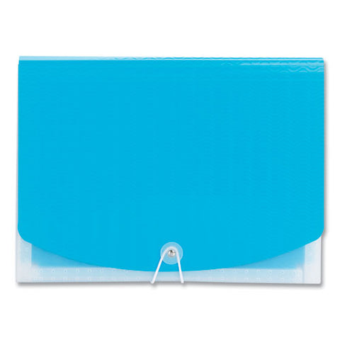 Poly Expanding Folders, 12 Sections, Cord/hook Closure, 1/6-cut Tabs, Letter Size, Teal/clear