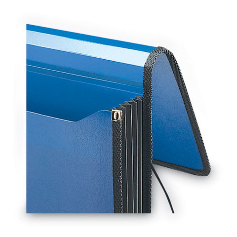 Poly Premium Wallets, 5.25" Expansion, 1 Section, Elastic Cord Closure, Letter Size, Navy Blue