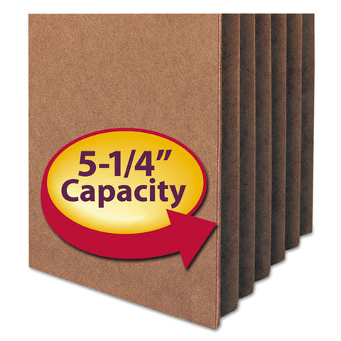 Recycled Top Tab File Pockets, 5.25" Expansion, Letter Size, Redrope, 10/box