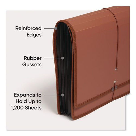 Premium Poly Expanding Wallet, 5.25" Expansion, Elastic Closure, Letter Size, Redrope