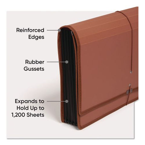 Tuff Premium Poly Expanding Wallet, 5.25" Expansion, Elastic Closure, Legal Size, Redrope