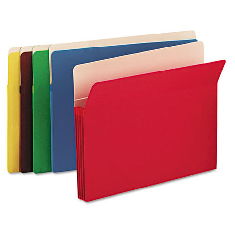 Colored File Pockets, 3.5" Expansion, Letter Size, Assorted Colors, 25/box