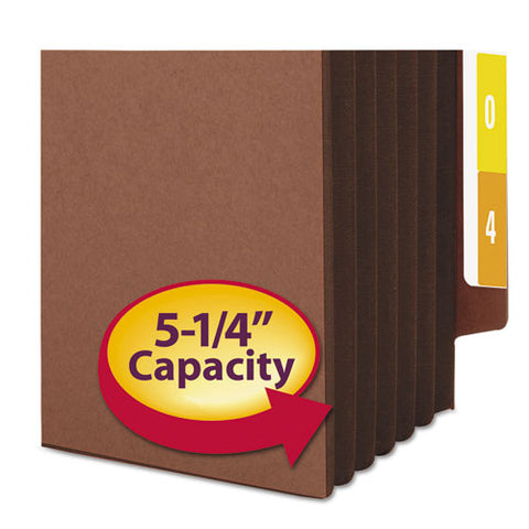 Redrope Drop-front End Tab File Pockets, Fully Lined 6.5" High Gussets, 5.25" Expansion, Legal Size, Redrope/brown, 10/box