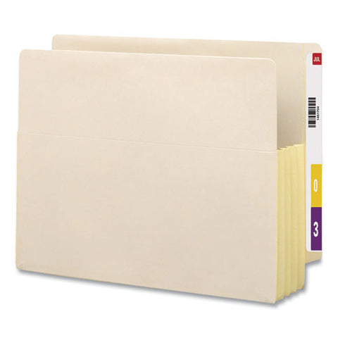 Manila End Tab File Pockets With Tear Resistant Gussets, 3.5" Expansion, Letter Size, Manila, 10/box