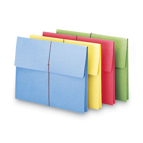 Expanding Wallet With Elastic Cord, 2" Expansion, 1 Section, Elastic Cord Closure, Letter Size, Assorted Colors, 50/box