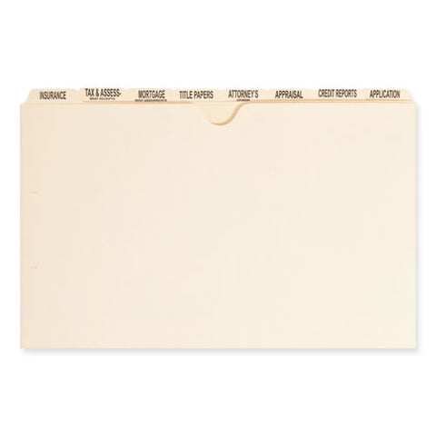 Replacement Pressboard Mortgage File Dividers, Punched For K-style Fasteners, Legal Size, Manila, 8 Dividers/set, 12 Sets/box