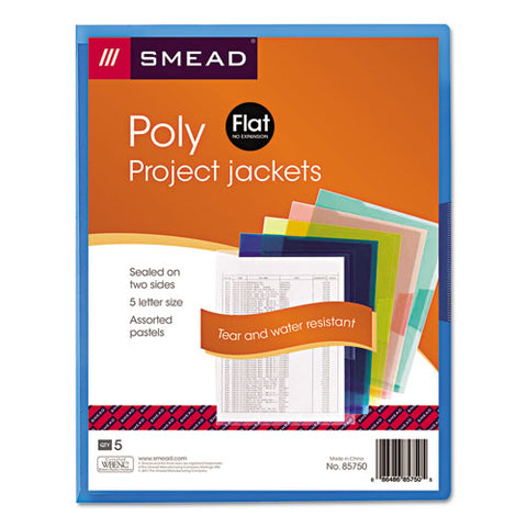 Organized Up Translucent Poly Project Jacket, Letter Size, Assorted Colors, 5/pack