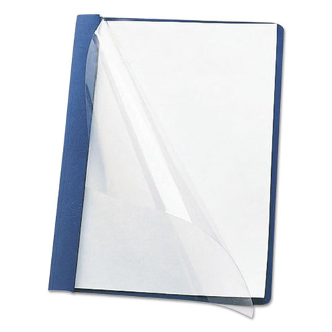 Clear Front Report Cover, Double-prong Fastener,  0.5" Capacity, 8.5 X 11, Clear/blue, 25/box