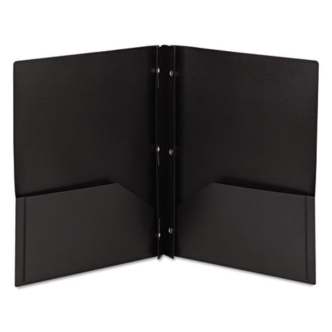 Poly Two-pocket Folder With Fasteners, 180-sheet Capacity, 11 X 8.5, Black, 25/box