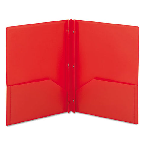 Poly Two-pocket Folder With Fasteners, 180-sheet Capacity, 11 X 8.5, Red, 25/box