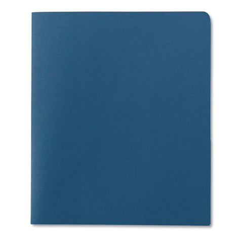 Two-pocket Folder, Embossed Leather Grain Paper, 100-sheet Capacity, 11 X 8.5, Blue, 25/box