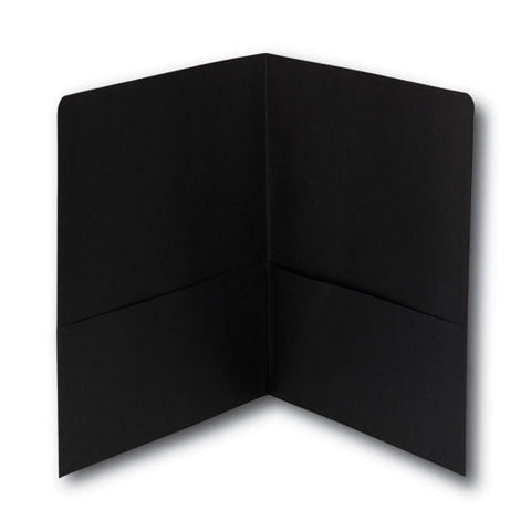 Two-pocket Folder, Textured Paper, 100-sheet Capacity, 11 X 8.5, Black, 25/box