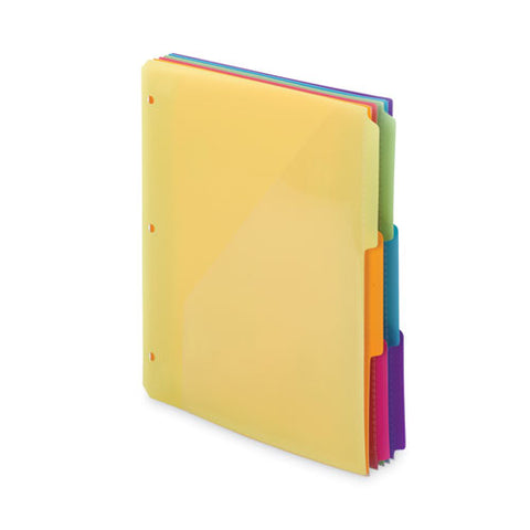 Three-ring Binder Poly Index Dividers With Pocket, 1/3-cut Tabs, 11.25 X 9.75, Assorted Colors, 10 Sets