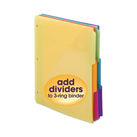 Three-ring Binder Poly Index Dividers With Pocket, 1/3-cut Tabs, 11.25 X 9.75, Assorted Colors, 10 Sets