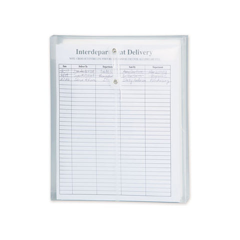 Poly String And Button Interoffice Envelopes, Open-end (vertical), 9.75 X 11.63, Clear, 5/pack