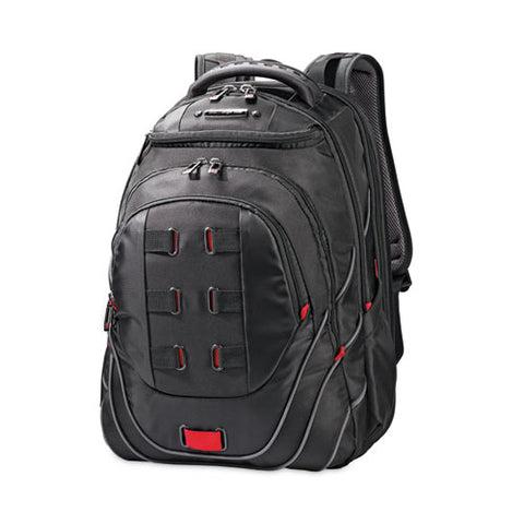 Tectonic Pft Backpack, Fits Devices Up To 17", Ballistic Nylon, 13 X 9 X 19, Black/red