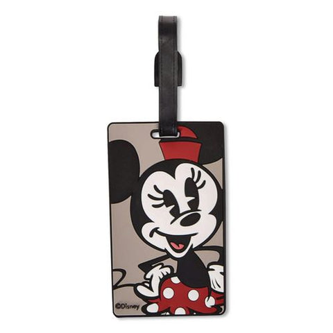 Disney Minnie Mouse Luggage Tag, Molded Rubber, Gray/black/red